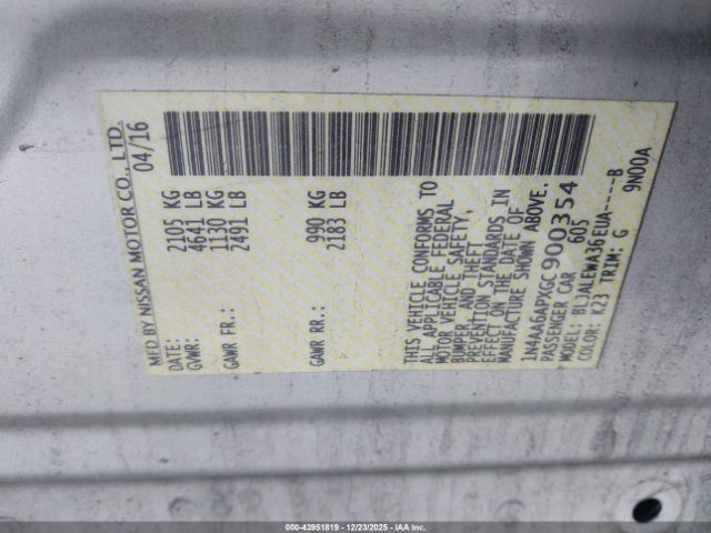 2016 NISSAN MAXIMA 1N4AA6APXGC900354 Photo 8