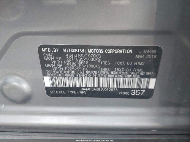 2018 MITSUBISHI OUTLANDER SPORT JA4AR3AU8JU012673 Photo 8