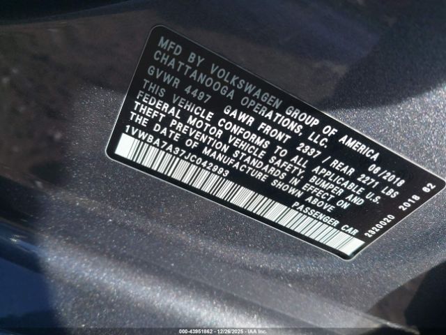 2018 VOLKSWAGEN PASSAT 1VWBA7A37JC042993 Photo 8