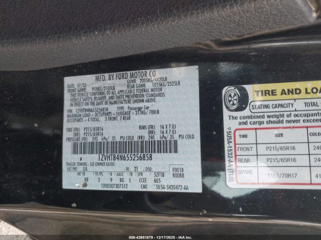 2005 FORD MUSTANG 1ZVHT84N655256858 Photo 8