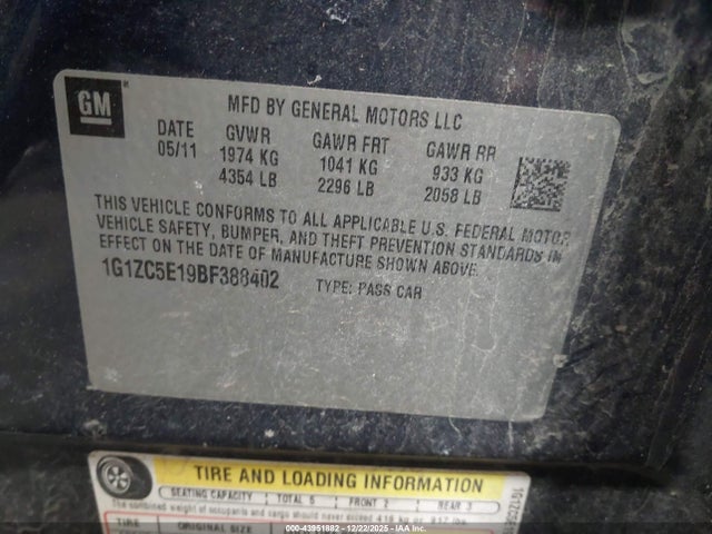 2011 CHEVROLET MALIBU 1G1ZC5E19BF388402 Photo 8