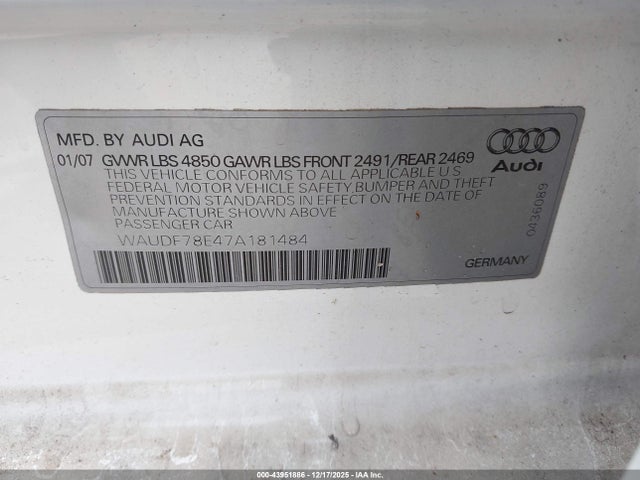 2007 AUDI A4 WAUDF78E47A181484 Photo 8