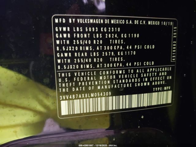 2020 VOLKSWAGEN TIGUAN 3VV4B7AX8LM054309 Photo 8
