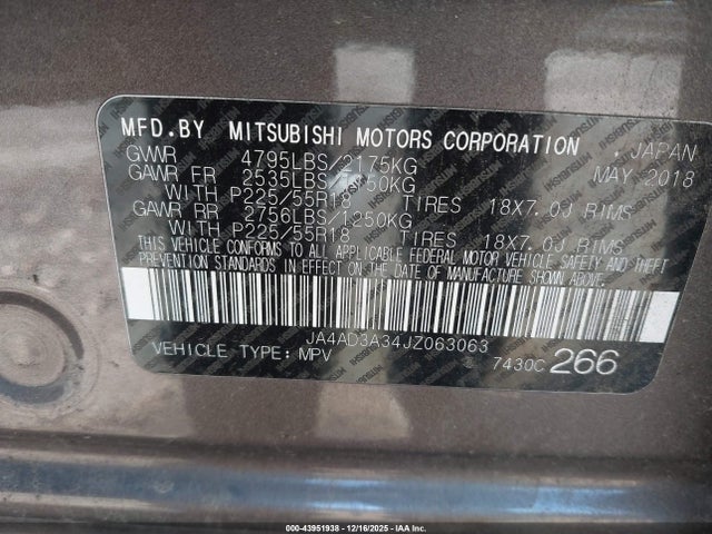 2018 MITSUBISHI OUTLANDER JA4AD3A34JZ063063 Photo 8