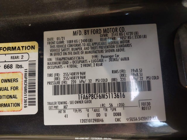 Ford Mustang Gt Premium Fastback 2021 1FA6P8CF6M5113616 Image 9