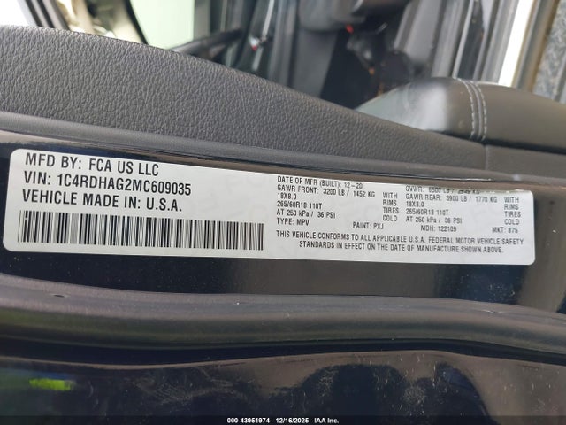 2021 DODGE DURANGO 1C4RDHAG2MC609035 Photo 8
