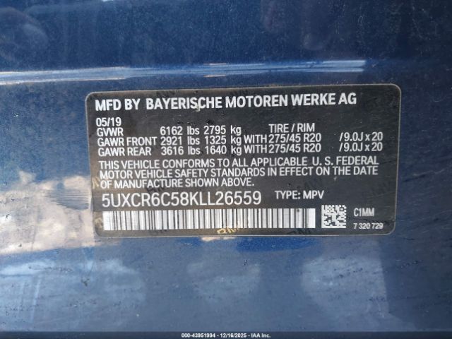 2019 BMW X5 5UXCR6C58KLL26559 Photo 8