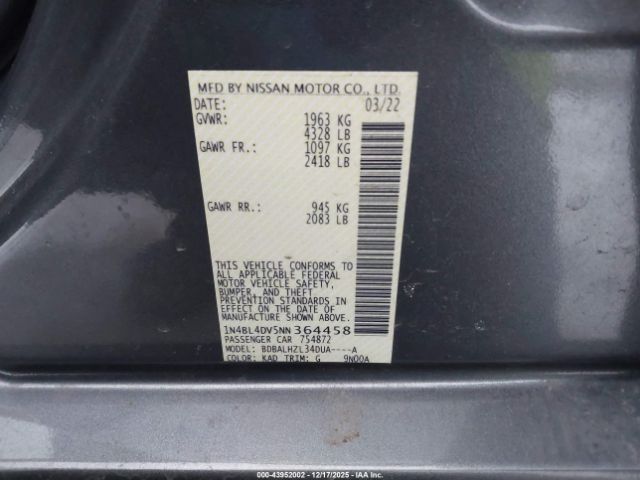 2022 NISSAN ALTIMA 1N4BL4DV5NN364458 Photo 8