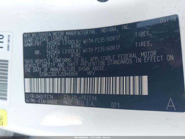 2018 TOYOTA SIENNA 5TDKZ3DC1JS946868 Photo 8