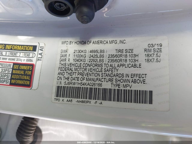 5J6RW1H54KA026166 Honda CR-V EX