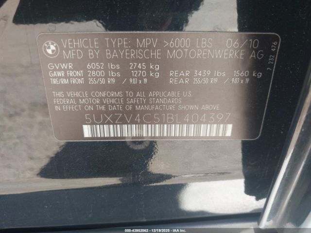 2011 BMW X5 5UXZV4C51BL404397 Photo 8