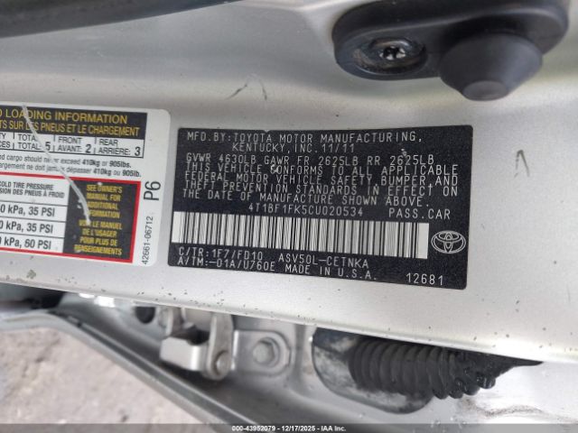 2012 TOYOTA CAMRY 4T1BF1FK5CU020534 Photo 8
