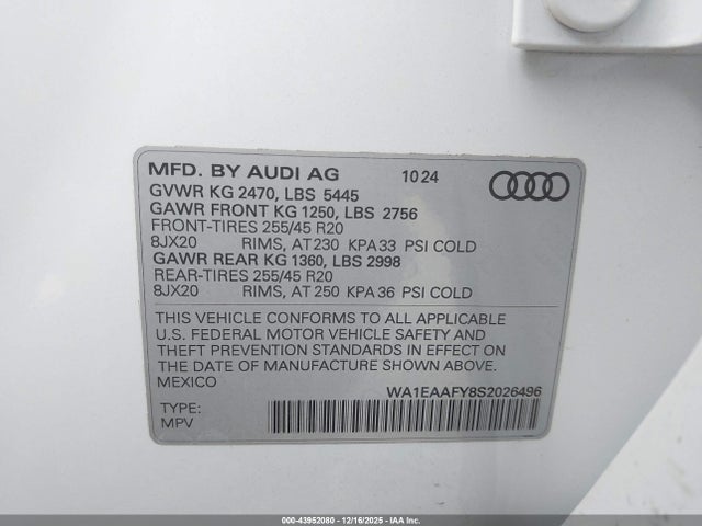 2025 AUDI Q5 WA1EAAFY8S2026496 Photo 8
