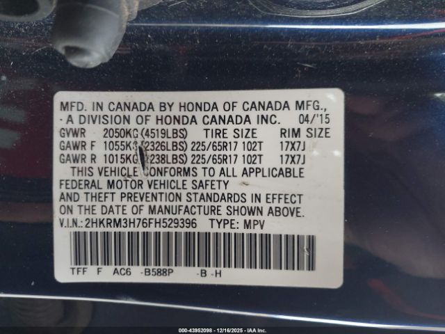 2015 HONDA CR-V 2HKRM3H76FH529396 Photo 8