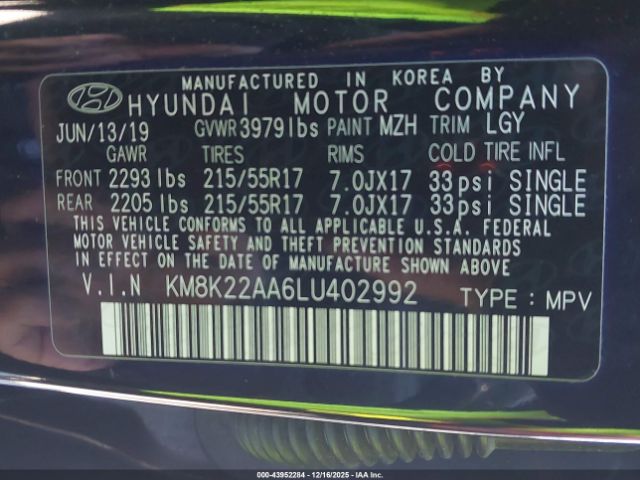 2020 HYUNDAI KONA KM8K22AA6LU402992 Photo 8