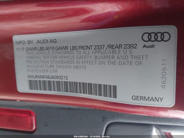2018 AUDI A4 WAUKMAF48JA093212 Photo 8