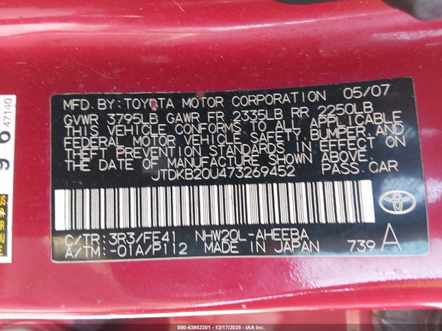2007 TOYOTA PRIUS JTDKB20U473269452 Photo 8