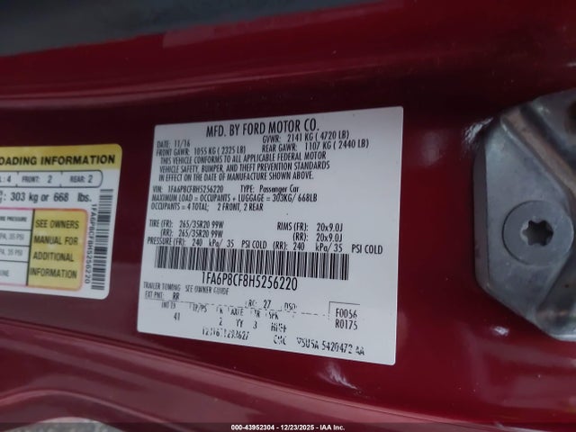 2017 FORD MUSTANG 1FA6P8CF8H5256220 Photo 8