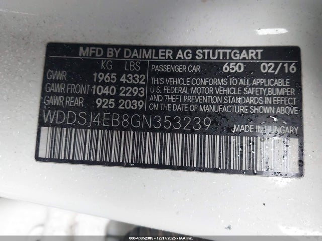 WDDSJ4EB8GN353239 Mercedes-Benz CLA 250