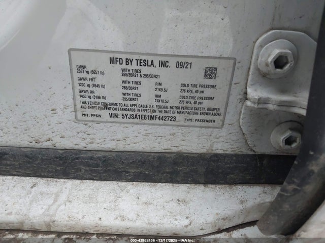 2021 TESLA MODEL S 5YJSA1E61MF442723 Photo 8