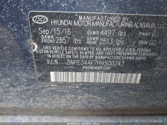 2017 HYUNDAI SONATA 5NPE34AF7HH500243 Photo 8