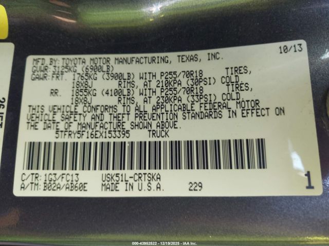 2014 TOYOTA TUNDRA 5TFRY5F16EX153395 Photo 8