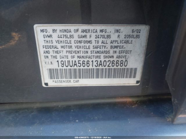 2003 ACURA TL 19UUA56613A026680 Photo 8