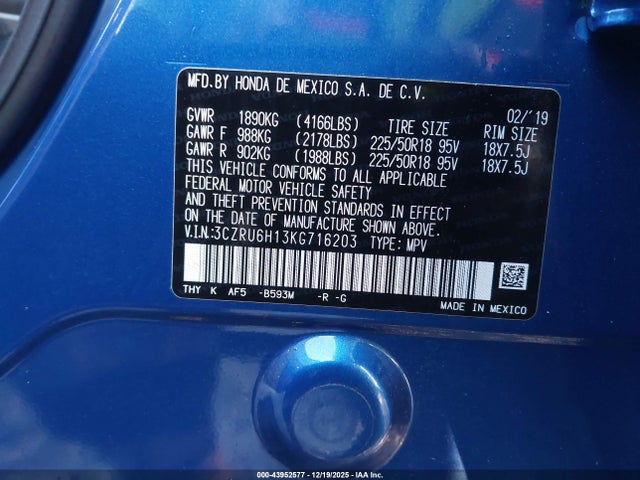 3CZRU6H13KG716203 Honda HR-V SPORT