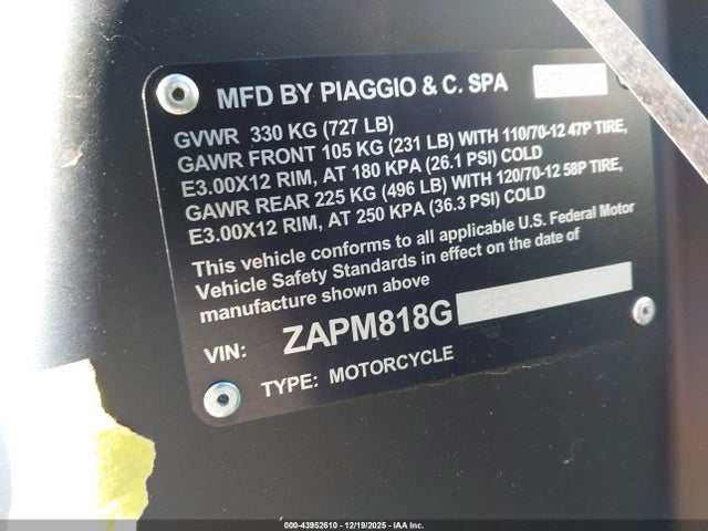ZAPM818G8P5909956 Vespa Primavera/sprint 150