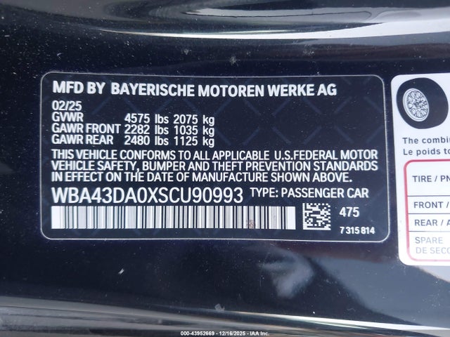 BMW 430I 2025 WBA43DA0XSCU90993 Image 9