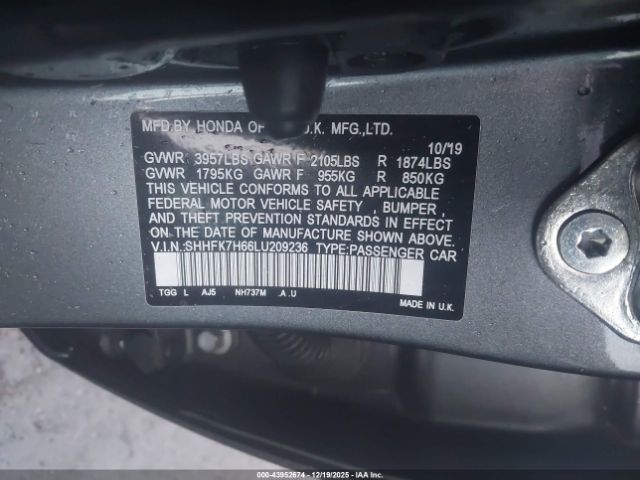 2020 HONDA CIVIC SHHFK7H66LU209236 Photo 8