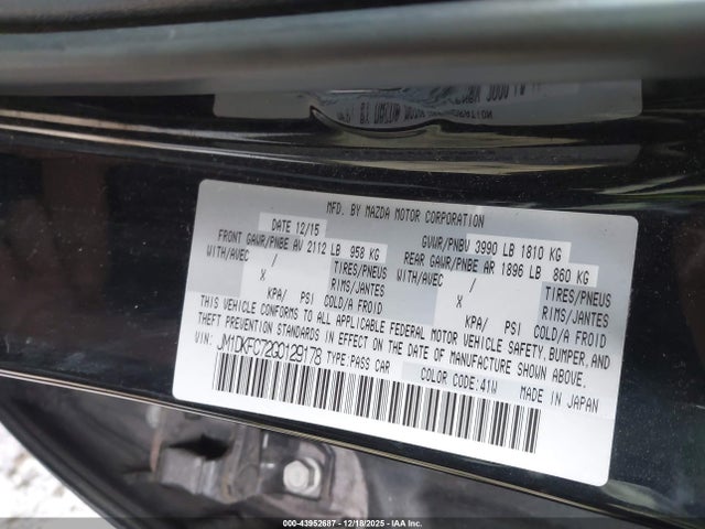 Aukcja sprzedaży 2016 Mazda Cx-3 Touring, vin: JM1DKFC72G0129178, numer aukcji: 43952687