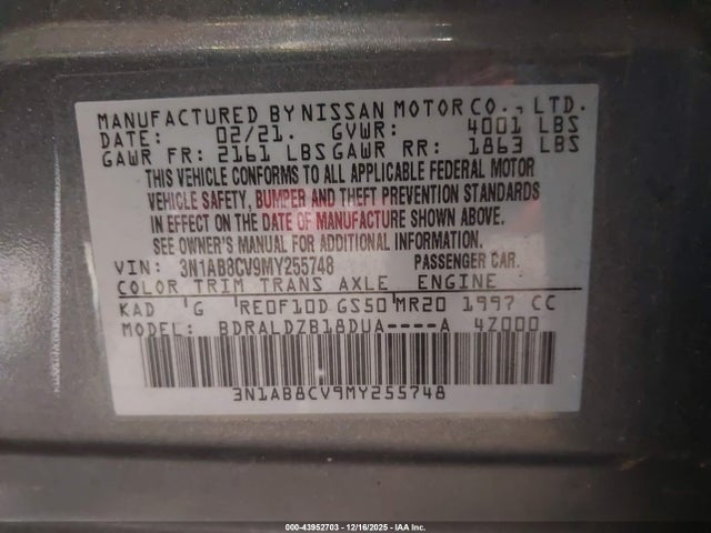 3N1AB8CV9MY255748 Nissan Sentra Sv Xtronic Cvt