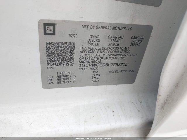 1GCPWCED8LZ252315 Chevrolet l84 - di, dfm, alum, gen 5, var 2
