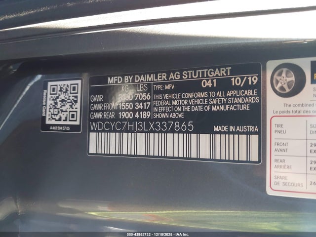 WDCYC7HJ3LX337865 Mercedes-Benz Amg G 63 4matic