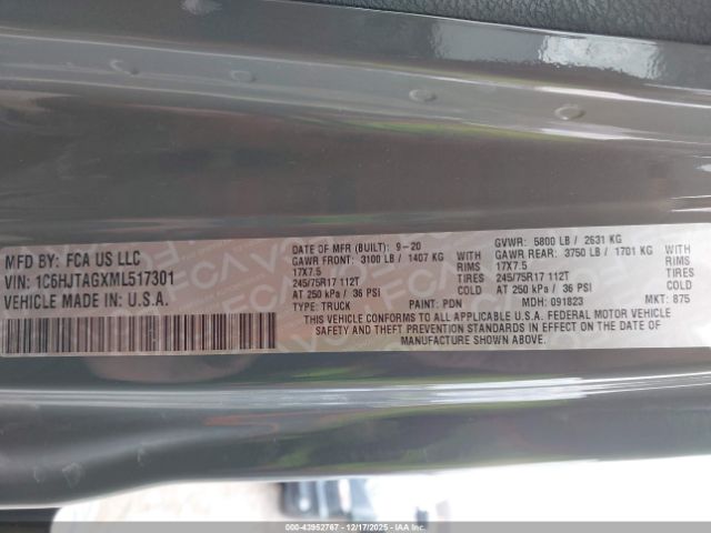 2021 JEEP GLADIATOR 1C6HJTAGXML517301 Photo 8