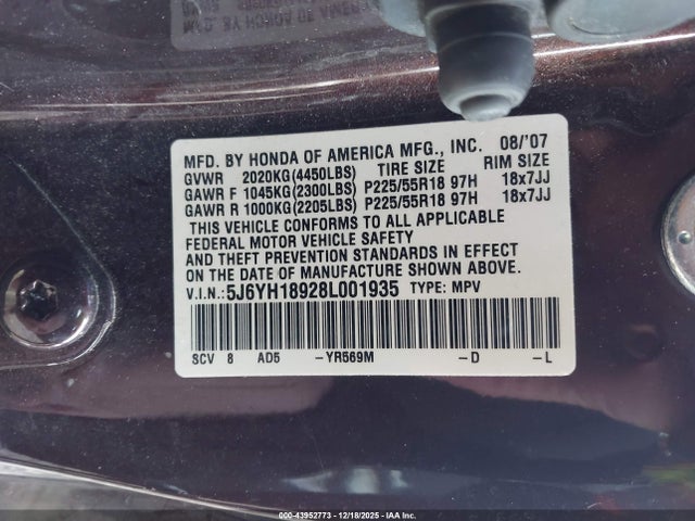 2008 HONDA ELEMENT 5J6YH18928L001935 Photo 8