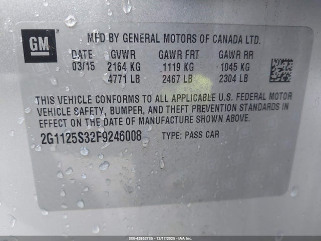 2G1125S32F9246008 Chevrolet Impala 2lt