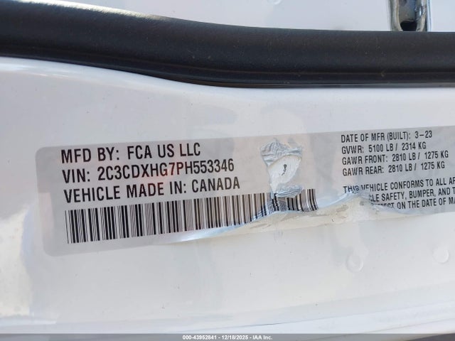 2C3CDXHG7PH553346 Dodge CHARGER GT