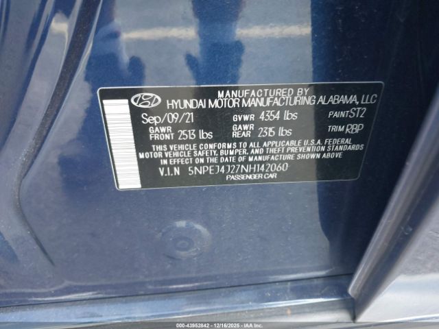 2022 HYUNDAI SONATA 5NPEJ4J27NH142060 Photo 8