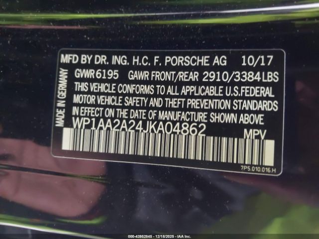 2018 PORSCHE CAYENNE WP1AA2A24JKA04862 Photo 8