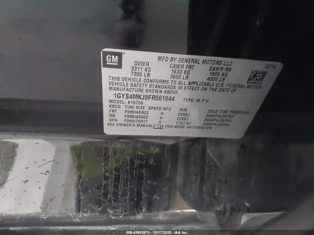 2015 CADILLAC ESCALADE 1GYS4MKJ8FR561944 Photo 8