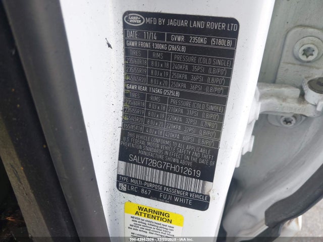 SALVT2BG7FH012619 Land Rover Range Rover Evoque Dynamic
