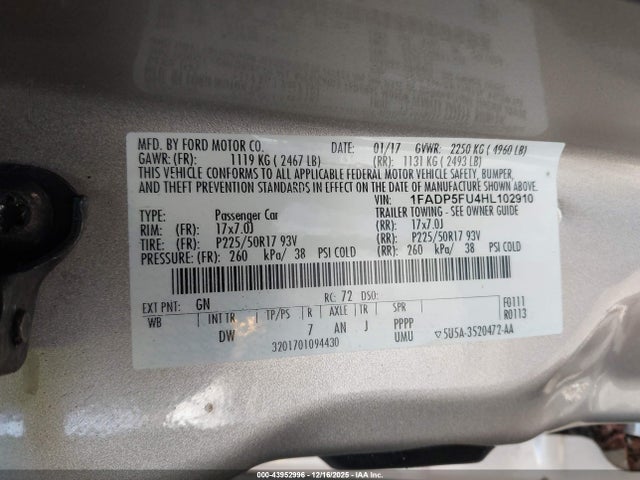 1FADP5FU4HL102910 Ford C-max Energi Titanium