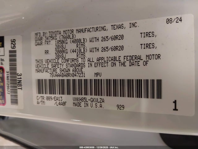 2024 TOYOTA SEQUOIA 7SVAAABA0RX047231 Photo 8