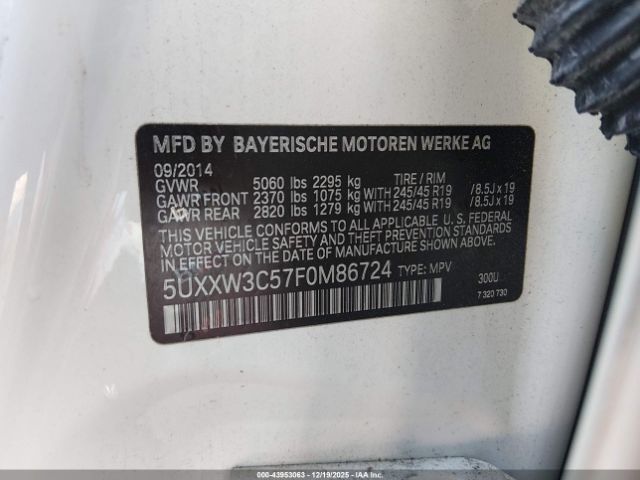 2015 BMW X4 5UXXW3C57F0M86724 Photo 8