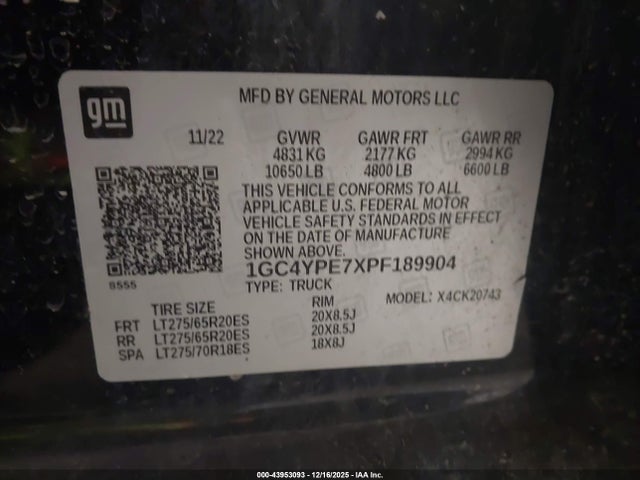 1GC4YPE7XPF189904 Chevrolet Silverado 2500hd Ltz