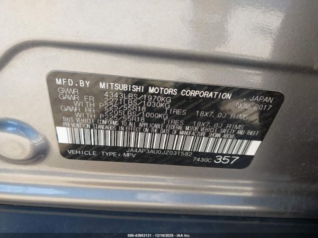 2018 MITSUBISHI OUTLANDER SPORT JA4AP3AU0JZ031582 Photo 8