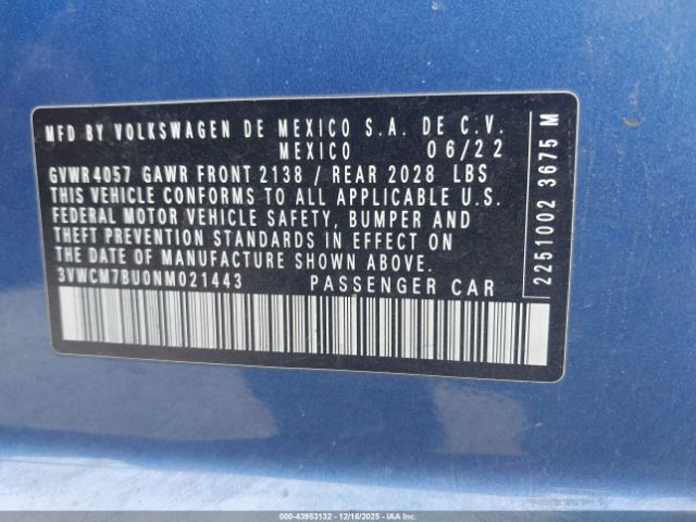 2022 VOLKSWAGEN JETTA 3VWCM7BU0NM021443 Photo 8