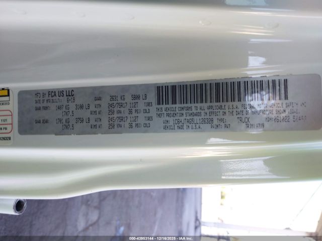 2020 JEEP GLADIATOR 1C6HJTAG5LL126328 Photo 8